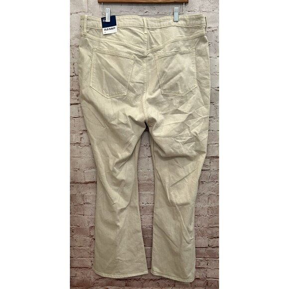 OLD NAVY Jeans Womens 18 Ecru OFF WHITE HIGHER HIGH-RISE FLARE SIDE SPLIT Ankle - Picture 3 of 6